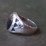 Vintage Sterling Agate Stamped Arrows Trading Post Ring 8.5