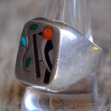 Vintage Sterling Multistone Inlay Bird Ring 10