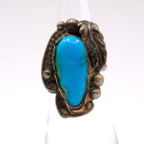 Vintage Sterling Turquoise Feather Ring 4.5