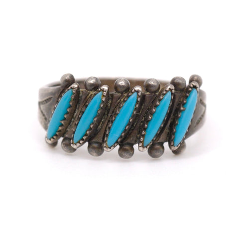 Vintage Sterling Turquoise Band 5.75