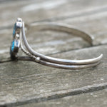 Vintage Sterling Blue Gem Feather Cuff
