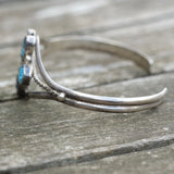Vintage Sterling Blue Gem Feather Cuff