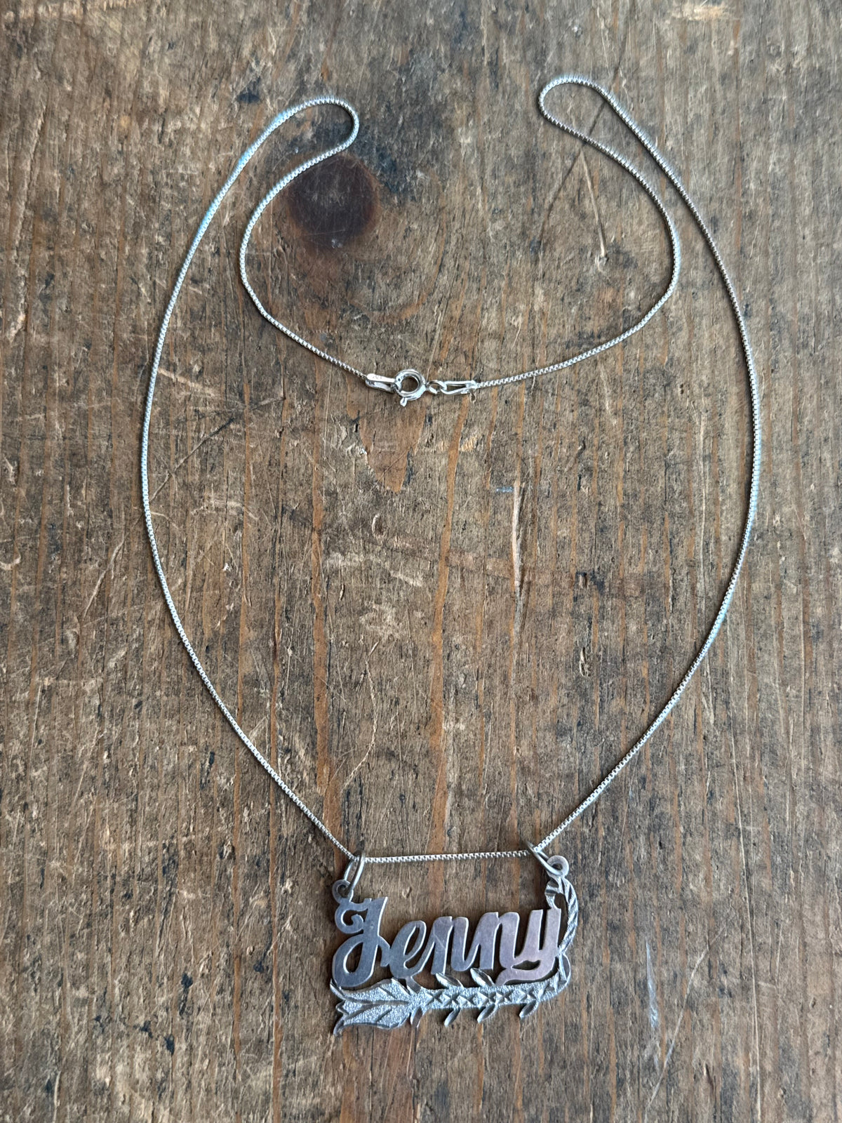 Vintage Sterling Silver ‘Jenny” Nameplate Necklace
