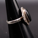 Vintage Sterling Shimmering Blue Resin Ring 7.5