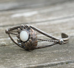 Vintage Sterling Mother Of Pearl Feather Cuff