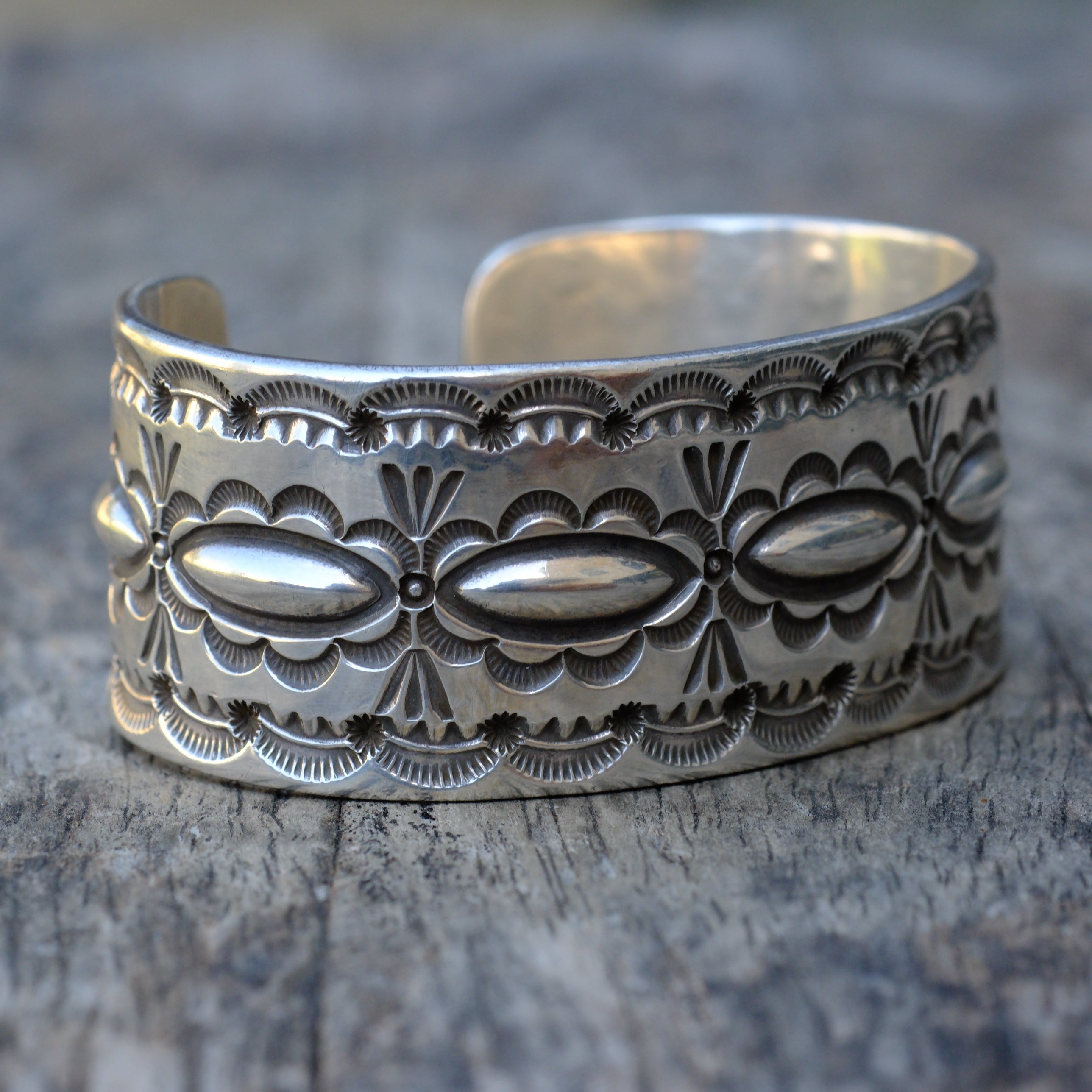 HEAVY Vintage Sterling Hand Stamped Cuff Bracelet C. LEE