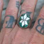 Vintage Sterling Zuni Inlay Starburst Ring 12