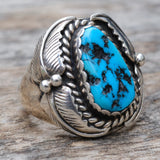 Vintage Sterling Turquoise Feather Ring 9.75