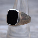 Vintage Sterling Onyx Signet Ring 7.75