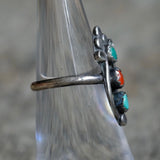 Vintage Sterling Turquoise and Coral Ring 4.5