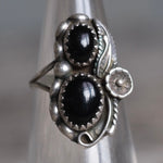 Vintage Sterling 2-Stone Onyx Ring 4.25