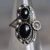 Vintage Sterling 2-Stone Onyx Ring 4.25