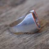 Vintage Sterling Turquoise and Coral Inlay Horseshoe Ring 4