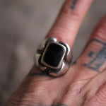 Vintage Sterling Onyx Deco Ring 6.75