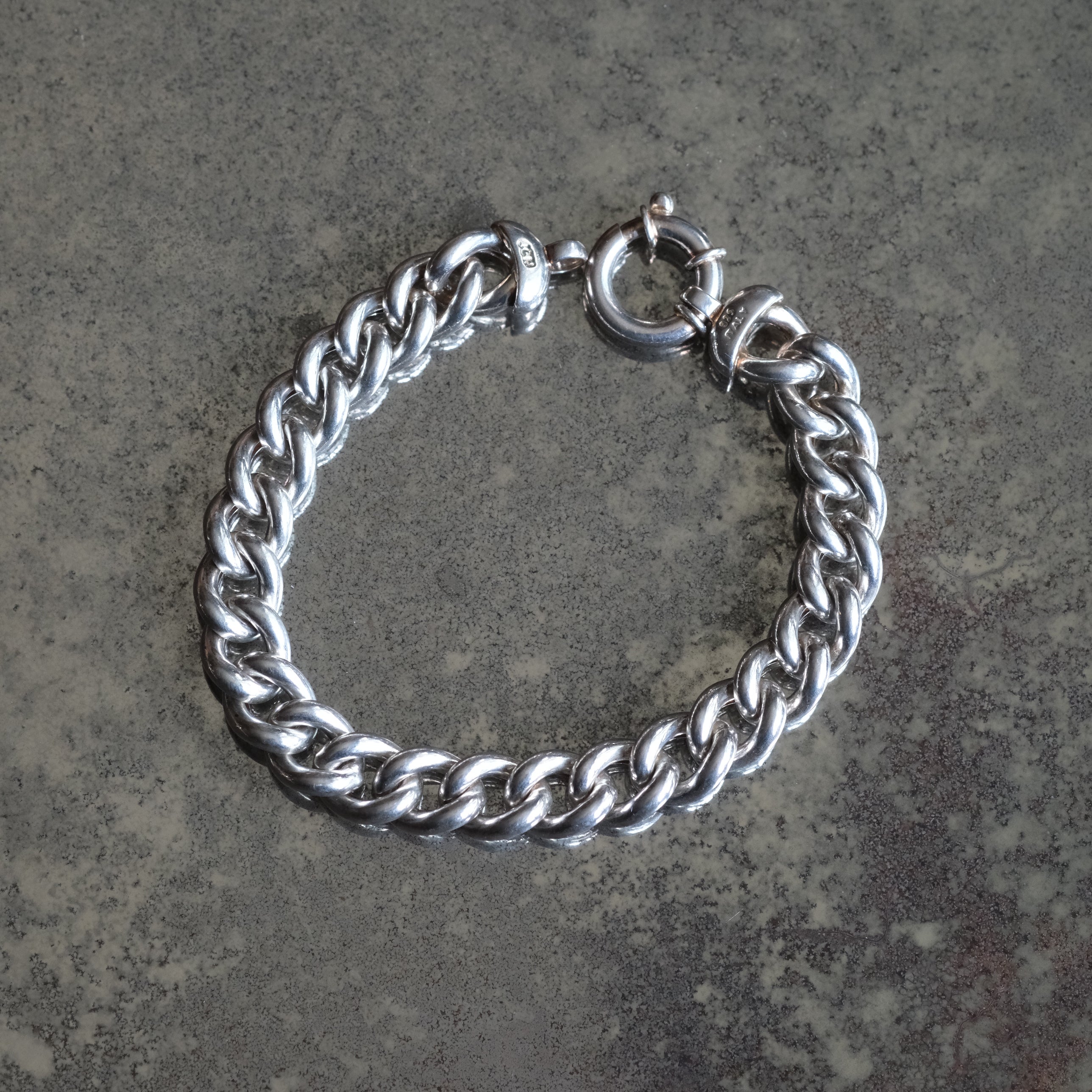 Vintage Sterling Silver Curb Chain Bracelet 9"