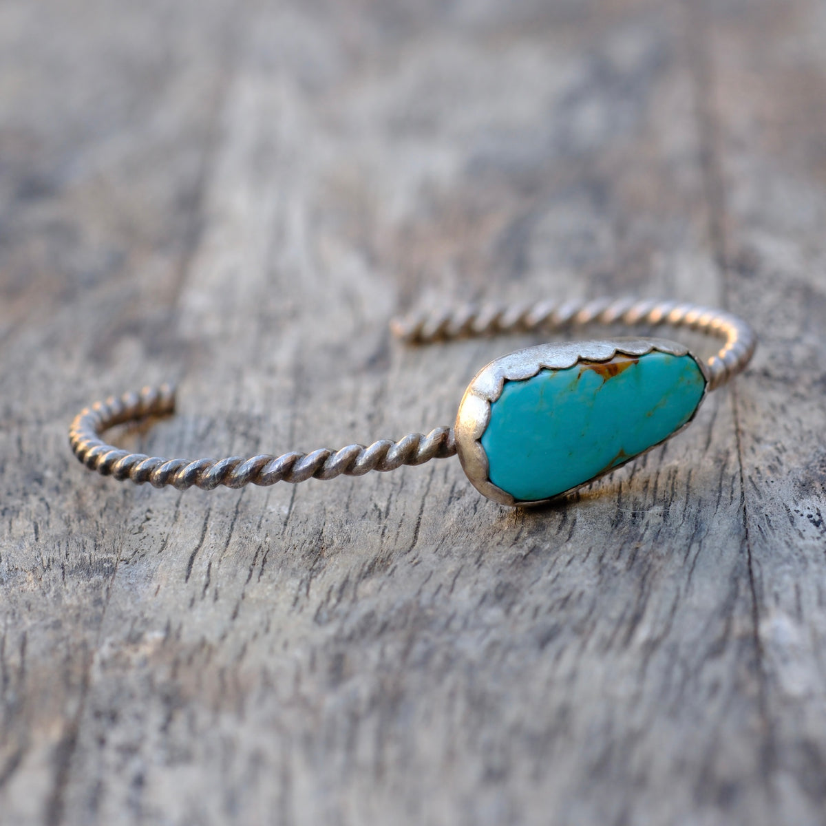 Vintage Sterling Turquoise Twisted Cuff Bracelet
