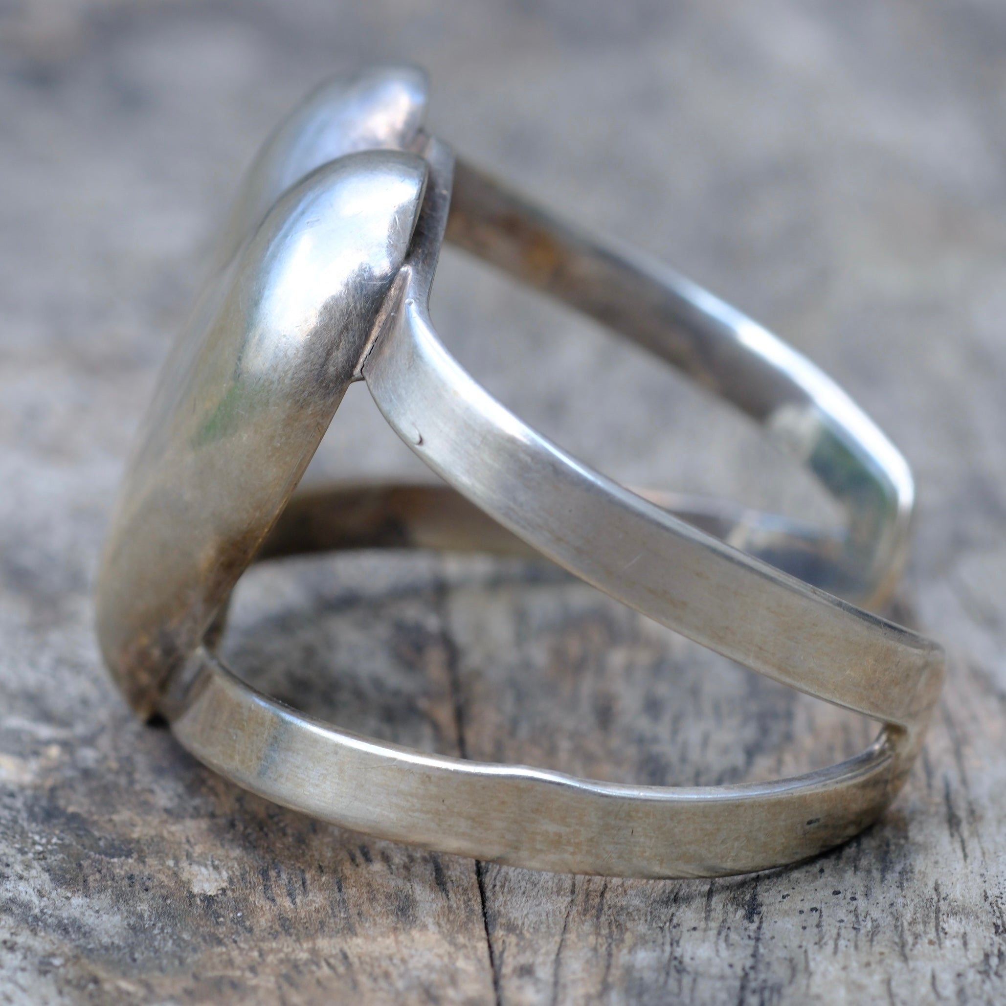 Vintage Sterling Silver Heart Cuff Bracelet
