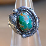 Vintage Sterling Turquoise Feather Ring 6.25