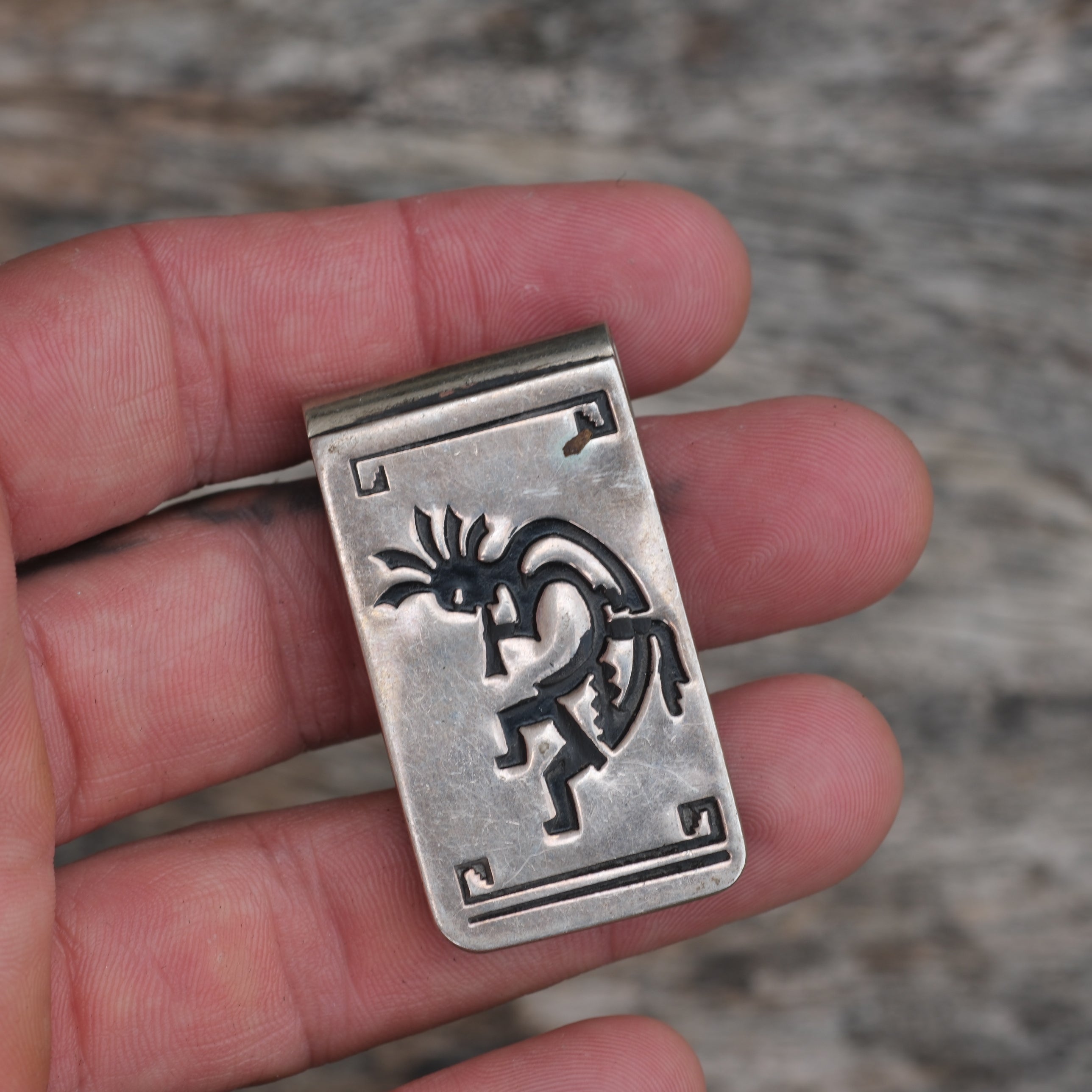 Vintage Sterling Overlay Kokopelli Money Clip