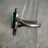 Vintage Sterling Turquoise Florette Ring 4.75