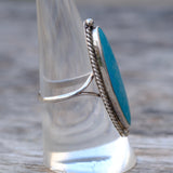 Vintage Sterling Turquoise Roper Ring 8