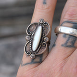 Vintage Sterling Mother Of Pearl Ring 5