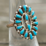 Vintage Sterling Turquoise Cluster Ring 5.75