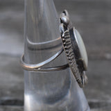 Vintage Sterling Mother Of Pearl Feather Ring 5.5