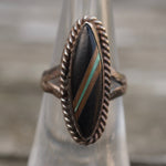 Vintage Sterling Multistone Inlay Roper Ring 6.25
