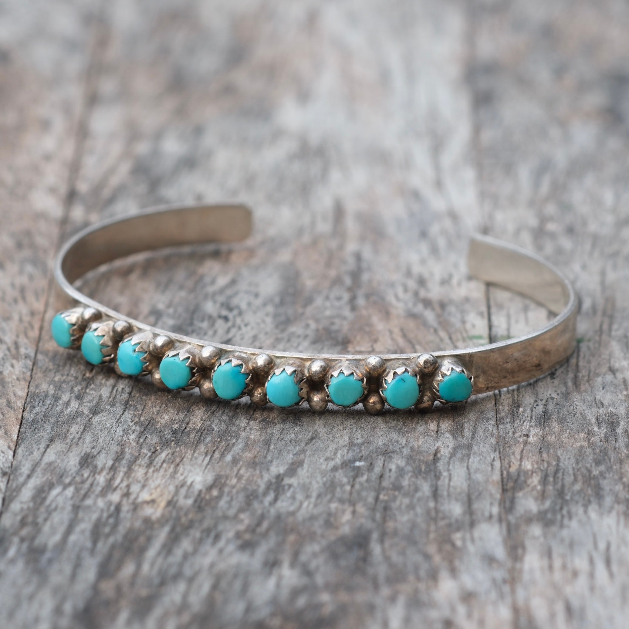 Vintage Sterling Snake Eye Turquoise Cuff Bracelet