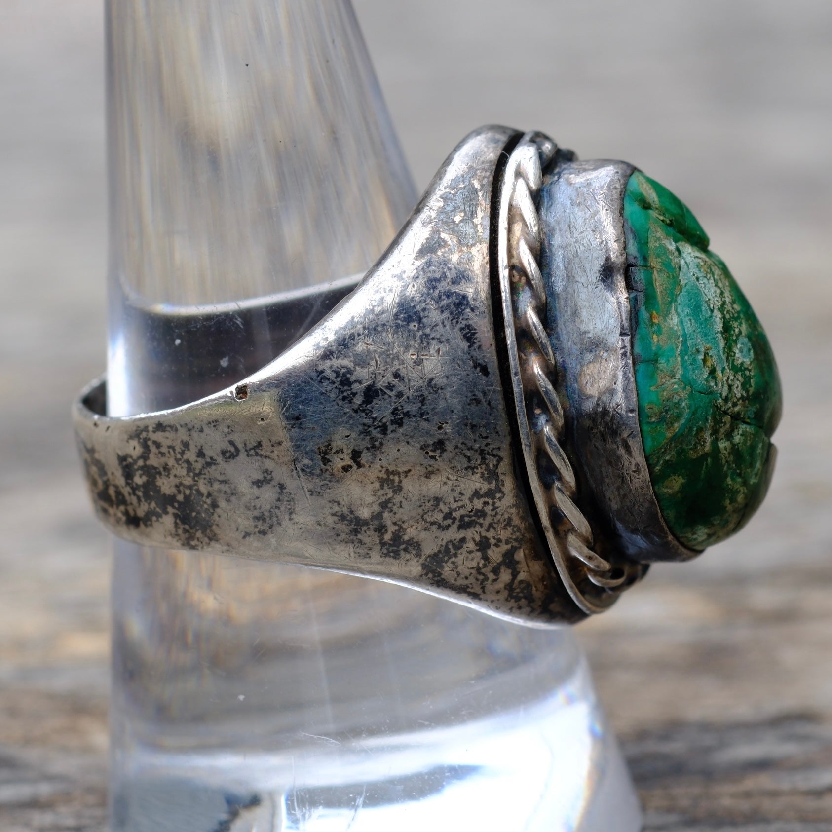 Vintage Sterling Turquoise Ring 9.5