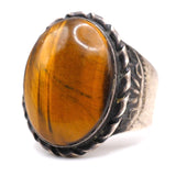 Vintage Sterling Tigers Eye Stamped Band Ring 11