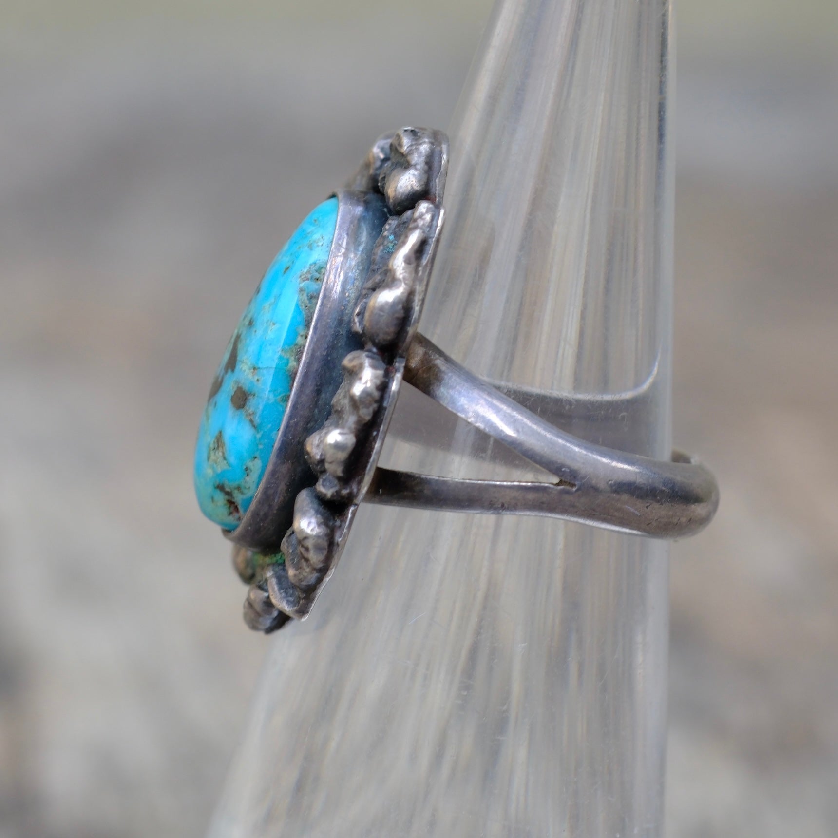 Vintage Sterling Turquoise Ring 3.5