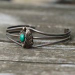 Vintage Sterling Turquoise Feather Cuff