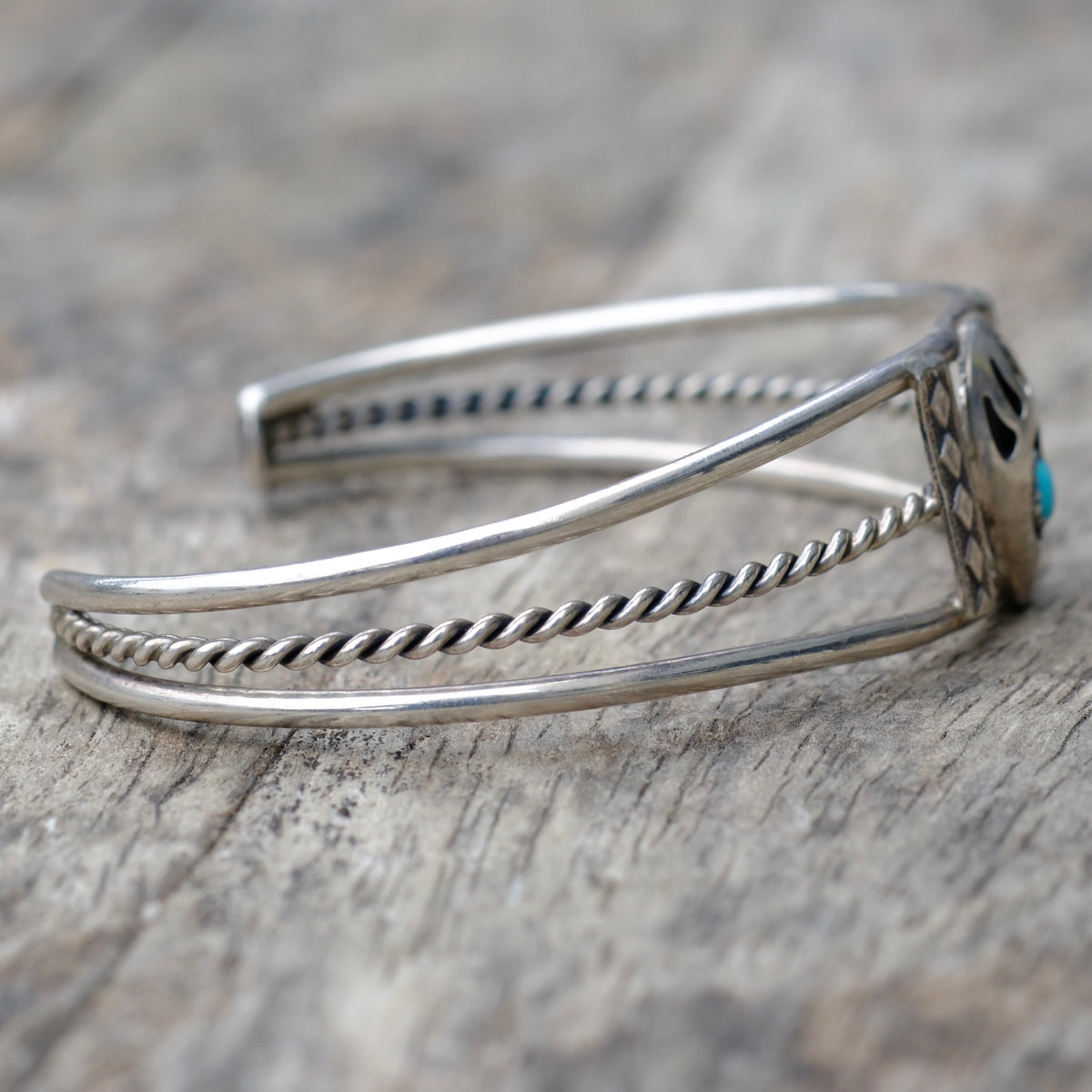 Vintage Sterling Turquoise Bear Paw Cuff Bracelet