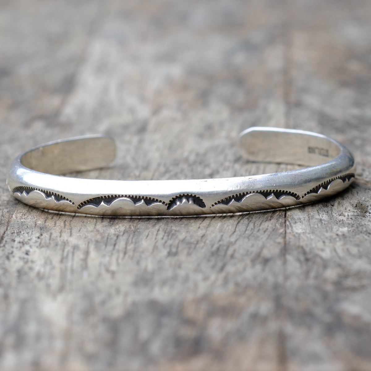 Vintage Sterling Silver Stamped Cuff Bracelet