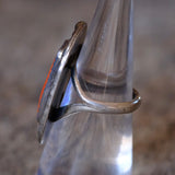 Vintage Sterling Coral Feather Ring 5.75