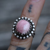 Vintage Sterling Spiny Rhodonite Ring 4.5