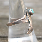 Vintage Sterling Turquoise Feather Ring 9.5