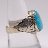 Vintage Sterling Turquoise Stamped Band Ring 9.25