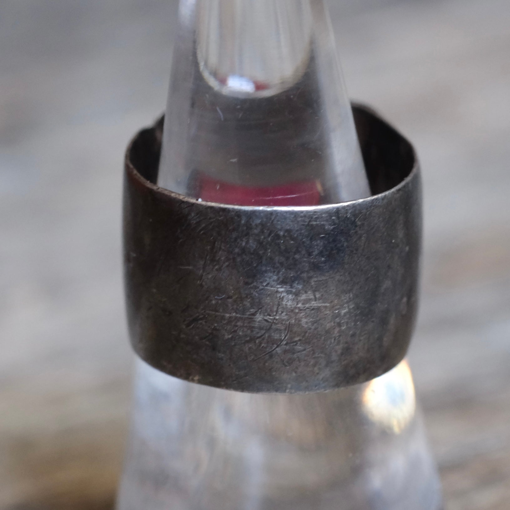 Vintage Sterling Red Glass Ring 7.5