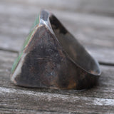 Vintage Sterling Turquoise Inlay Ring 10.75