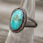 Vintage Sterling Turquoise Roper Ring 6
