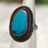 Vintage Sterling Turquoise Roper Ring 4.75