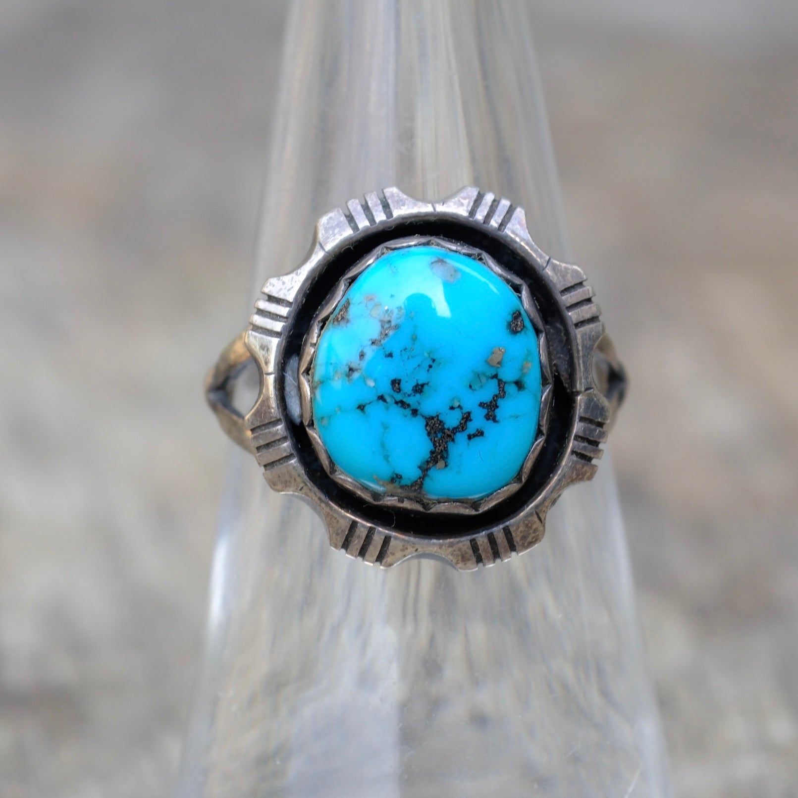 Vintage Sterling Turquoise Ring 6.5