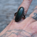 Vintage Sterling Green Stone Roper Ring 7.5