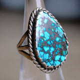 Vintage Sterling Matrix Turquoise Ring 5.75