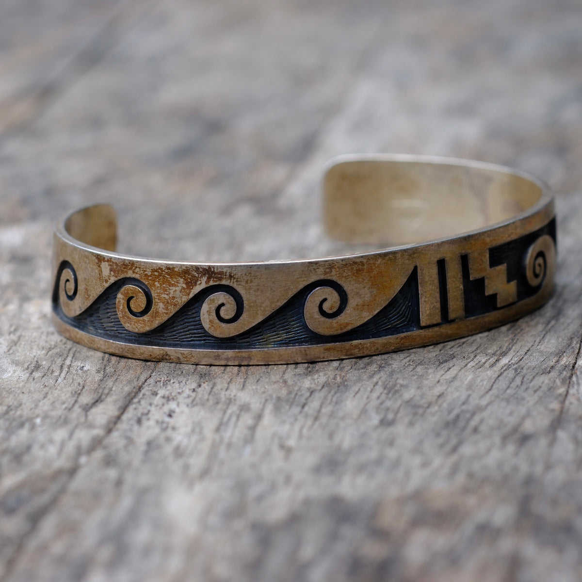 Vintage Sterling Silver Stamped Cuff Bracelet