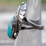 Vintage Sterling Turquoise Feather Ring 4