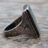 Vintage Sterling Crushed Turquoise Inlay Ring 7.75